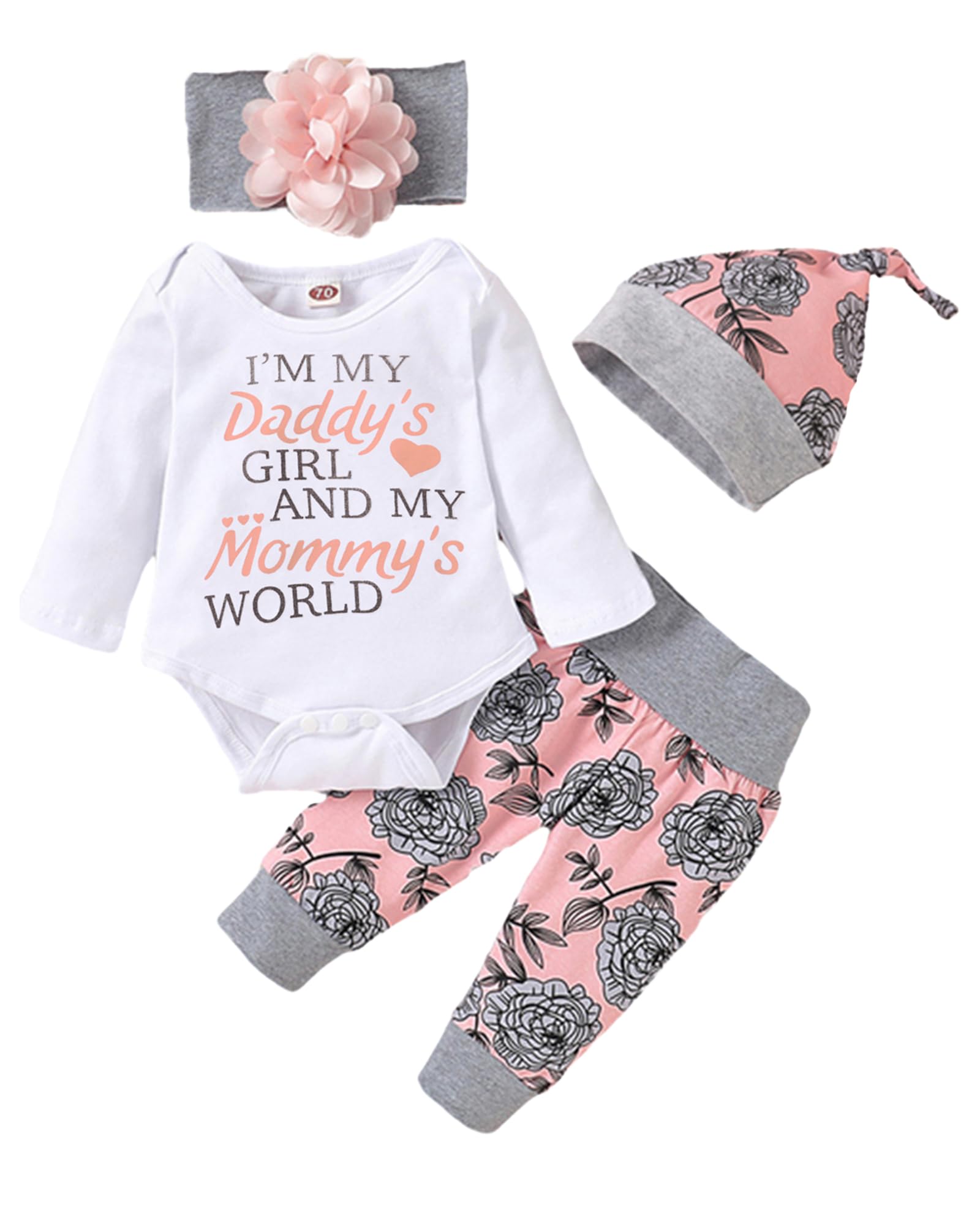 Yvowming Newborn Baby Girl Clothes Infant Baby Ruffle Romper +Pants + Headband Toddler Girl Outfits Set