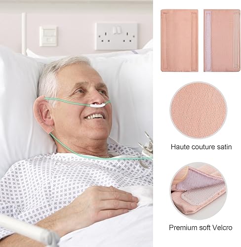 Miniatura 4 de Paquete de 4 almohadillas de cánula nasal de satén para los oídos, cubiertas suaves de oxígeno nasal, protector de oídos para usuarios de oxígeno