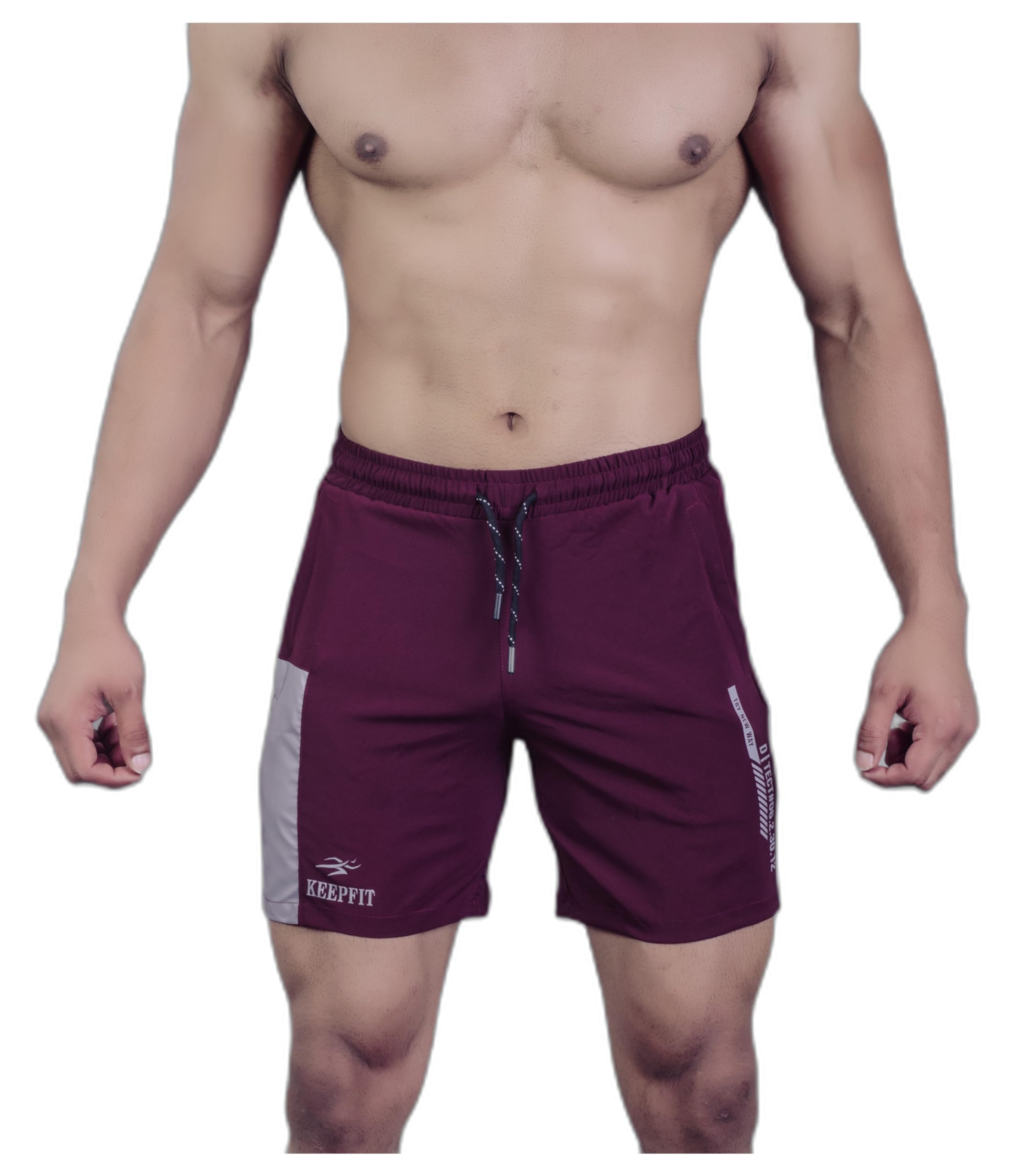 Men's Maroon Swimming Shorts with 2 Pockets-image-1