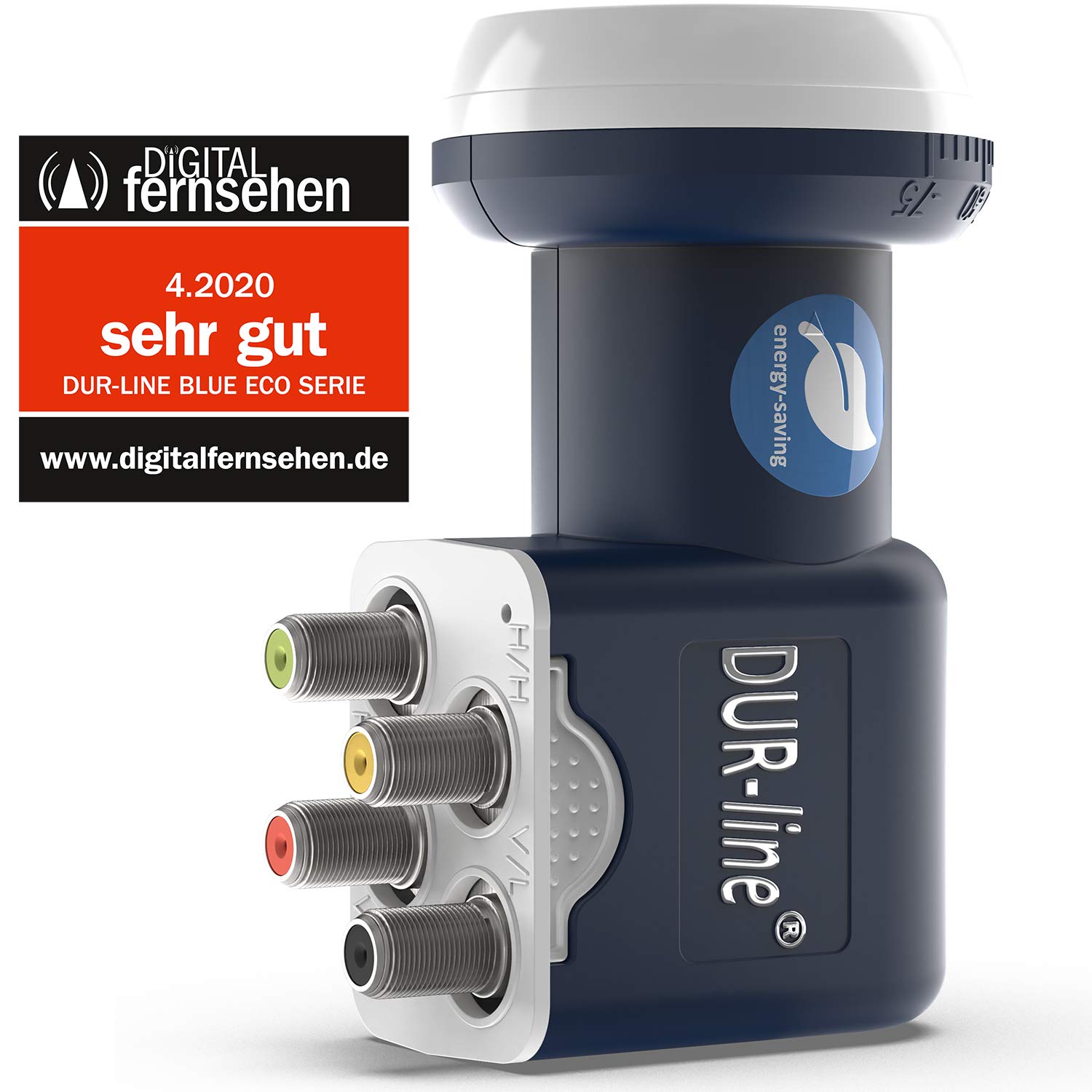 DUR-line Blue ECO Quattro LNB - Extremadamente ahorro de energía - Solo para multiinterruptores - Calidad premium - [Prueba muy buena*] Digital, Full HD, 4K, 3D