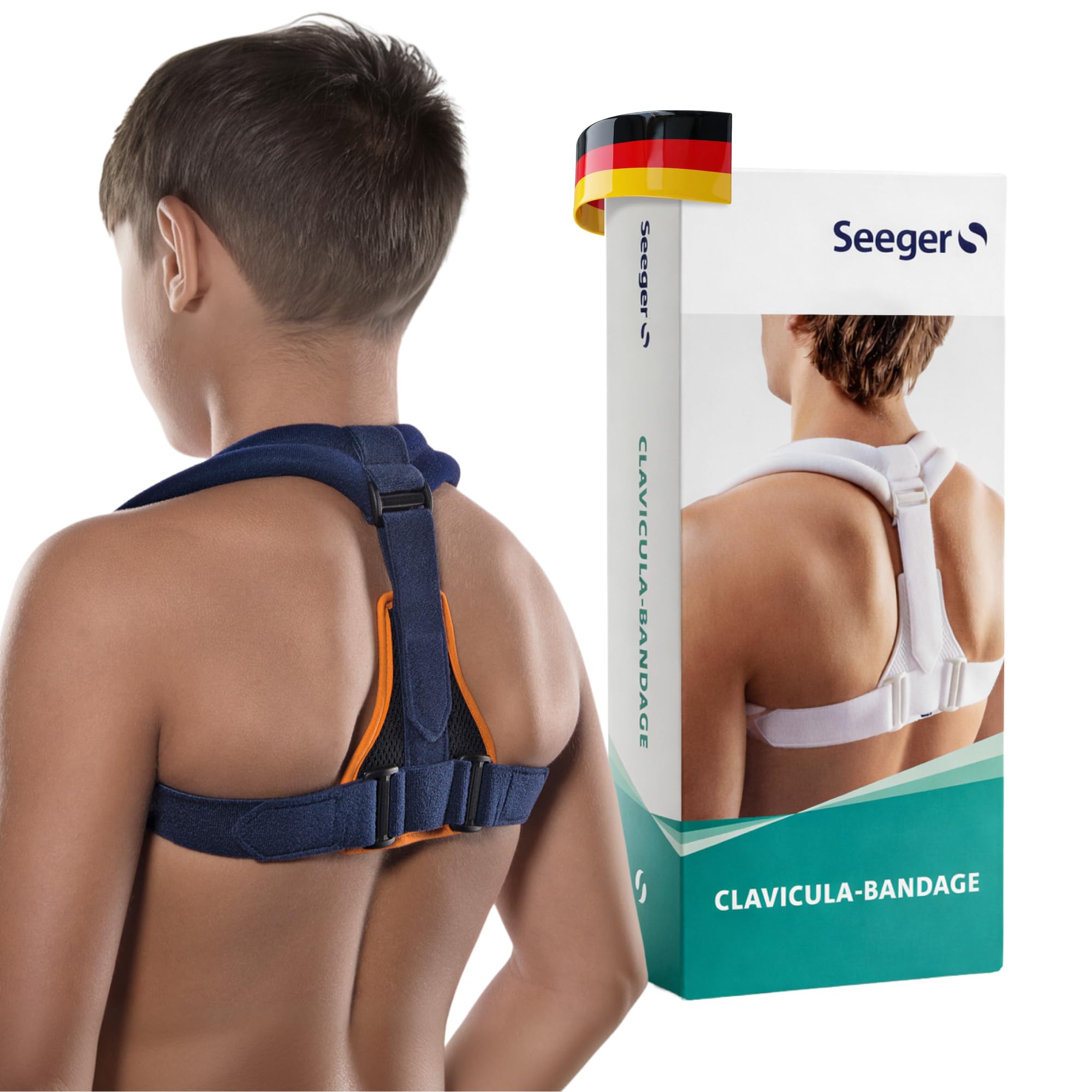 Seeger Rücken Geradehalter & Haltungskorrektur – Rückenstützgürtel für Kinder, Schultergurt Haltungskorrektur für geraden Rücken, Clavicula Bandage, verstellbar, Made in Germany