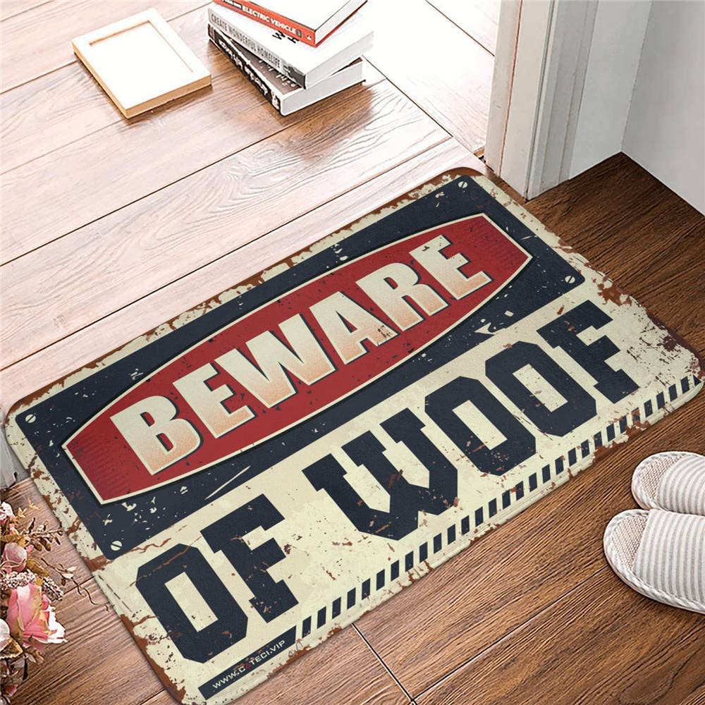 Tapis décoration de chambre pour homme et entrée Beware Of Woof COTECI