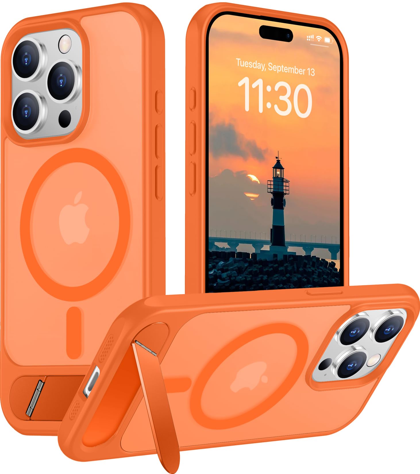 Temdan Magnetic Compatible with iPhone 15 Pro Max Case, [Built-in Invisible Kickstand][Compatible with MagSafe][Military Grade Shockproof] Slim Translucent Matte Phone Case for iPhone 15 Pro Max 6.7"
