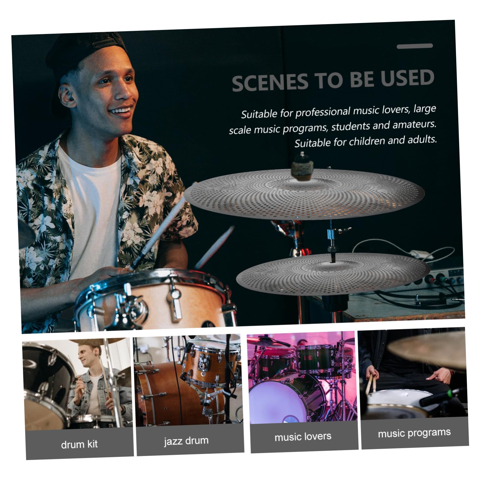 Levemolo Thickened Silent Cymbal Drum Kit Alloy Low Volume Mute Pad 14 Inch Gray