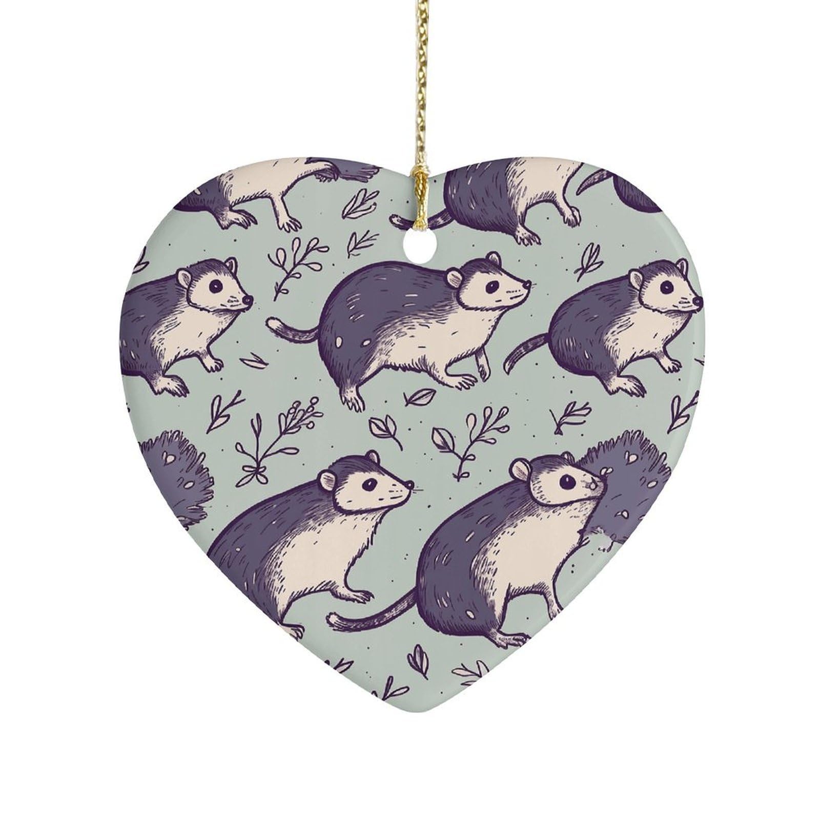 Fekiloot Style Opossum Ceramic Ornament Home Decor Keepsake