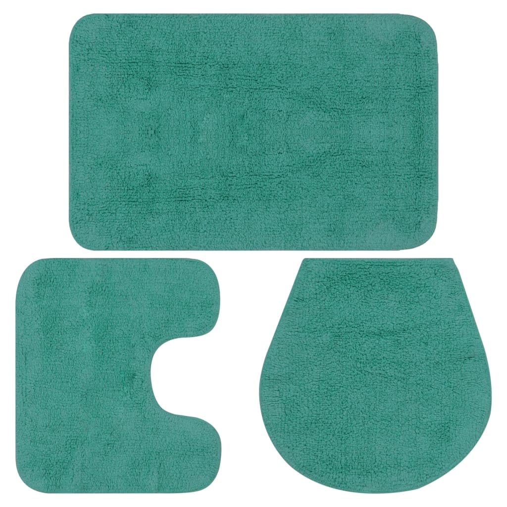 Lot de 3 tapis de bain en coton turquoise antidérapant lavable absorbant et séchage rapide pour salle de bain confort et sécurité