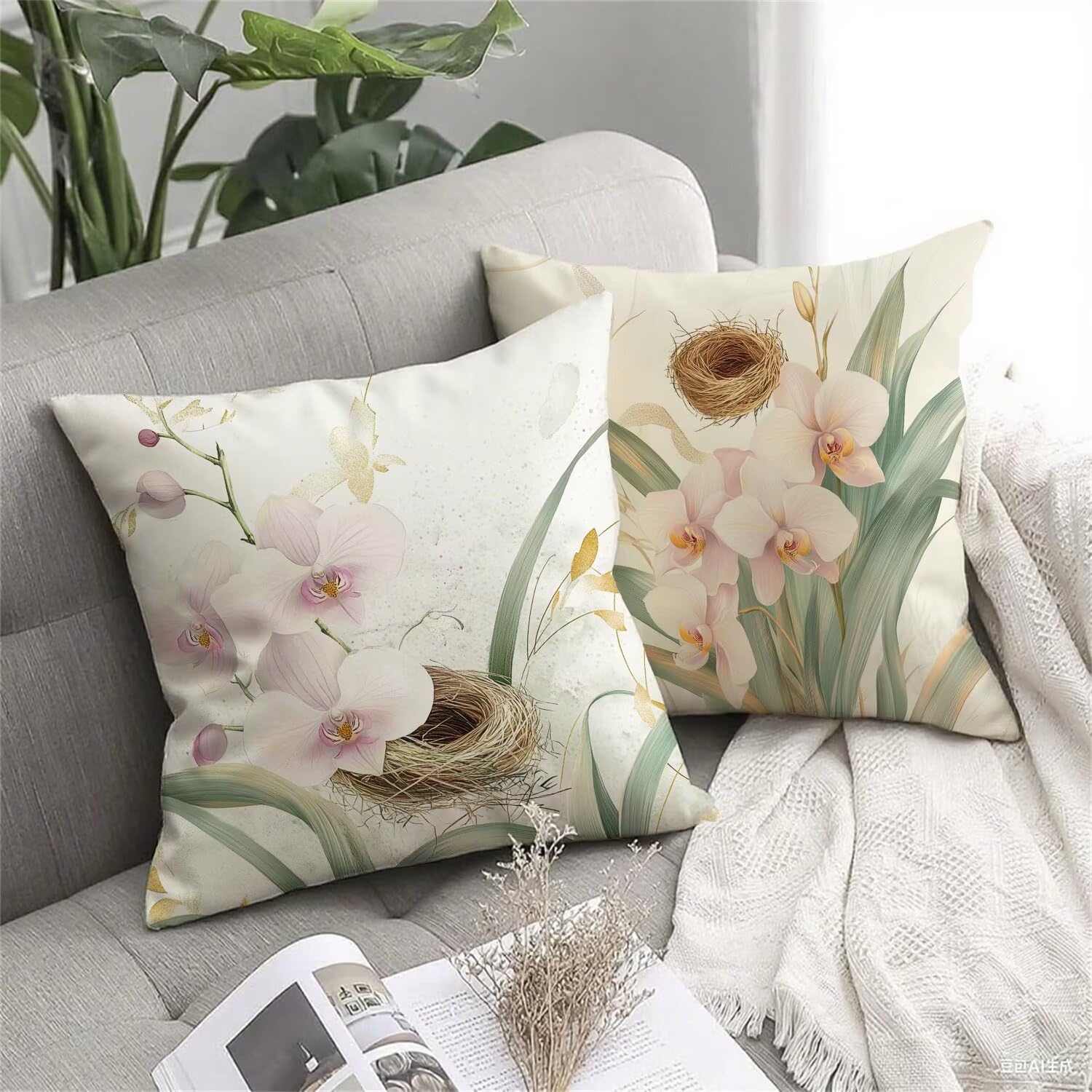 Federa per cuscino da esterno, impermeabile, beige, autunnale, 70 x 70 cm, in lino, decorativa, quadrata, con stampa su entrambi i lati, cuscino da giardino per soggiorno, decorazione per la casa