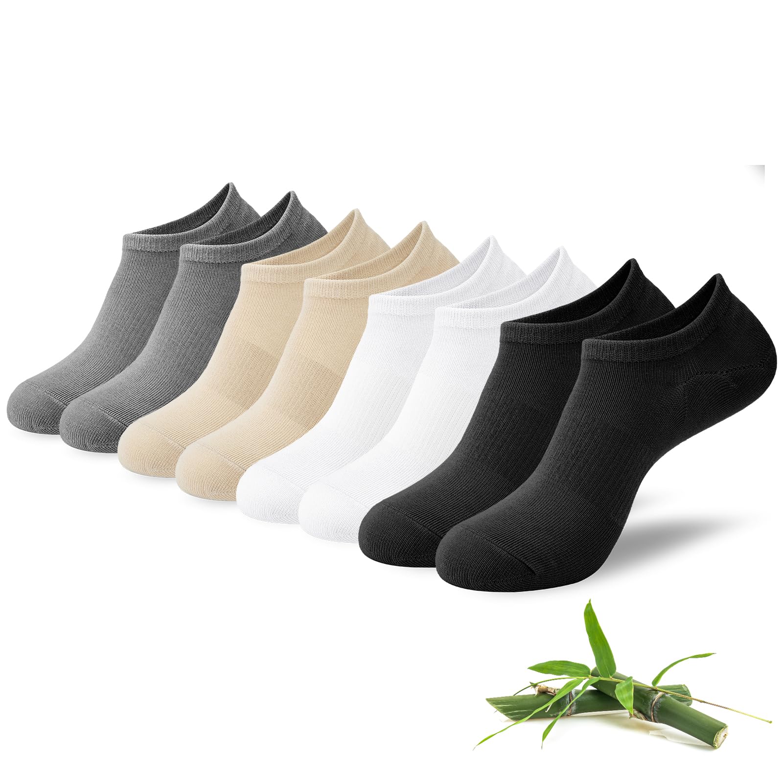 4 Pairs Bamboo Trainer Socks for Womens and Mens, No Show Ankle Socks Low Cut Invisible Non Slip Liner Socks Multipack Casual Footies for Sneaker Loafers and Boat Shoes