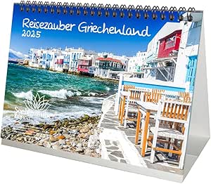 Travel Magic Greece DIN A5 Desk Calendar for 2025 Athens A5 Desk Calendar 2025