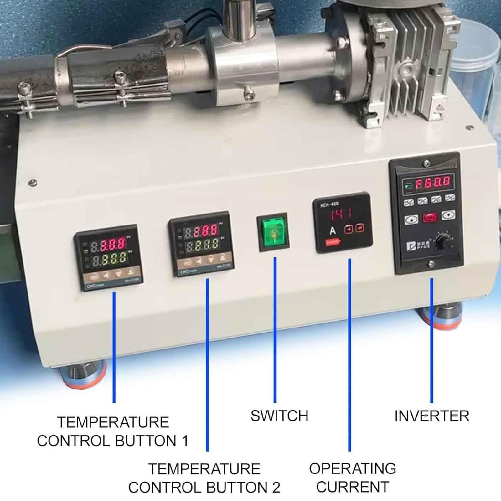 Desktop stampante 3D estrusore filamento Maker con display digitale, uscita 500-1000g/h, temperatura massima 350°C per produzione di pellet di plastica su piccola scala
