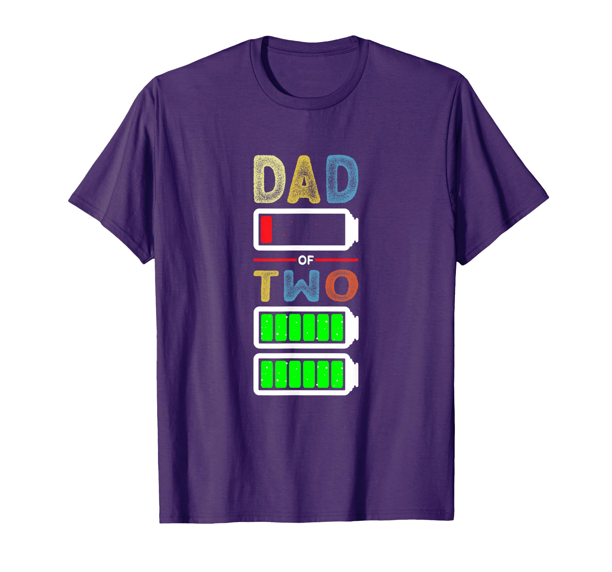 Funny Low Battery Dad of 2 Two Kids Father's Day T-Shirt
