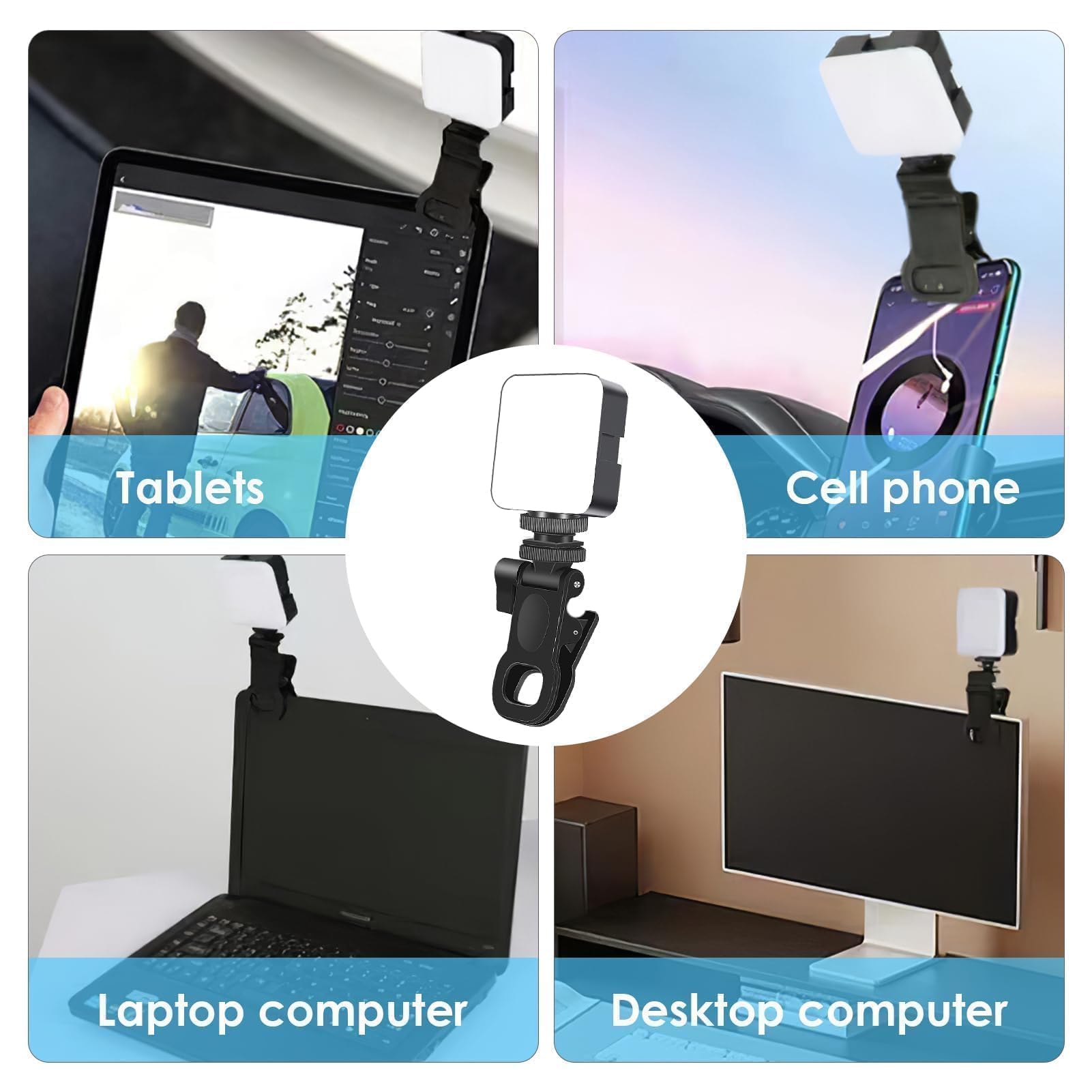 100 LED Professionale Luce Video, 3000-5500K 3 Modalità di Luce Video, Batterie Integrate da 1200Mah, CRI 90+, Luce Selfie con Clips per Telefono per Video Conferenza per iPhone, iPad, Laptop