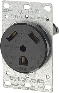 Leviton 7313 30 Amp, 125V, Nema Tt-30R, 2P, 3W, Flush Mounting Receptacle, Straight Blade, Industrial Grade, Grounding, For Recreational Vehicles, Side Wired, Steel Strap, 10 Pack, Black