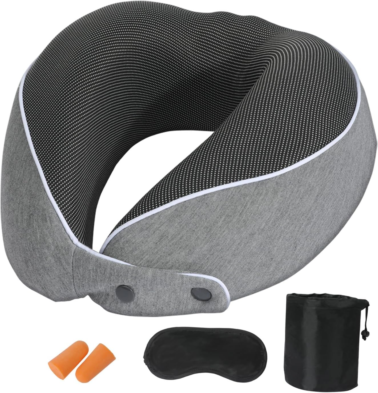 PKRANZYHKAL Oreiller de voyage en forme de U, coussin de nuque en coton à mémoire de forme, coussin de sieste de bureau, peut stocker la sieste oreiller de protection du cou – vert