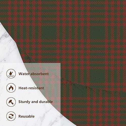 Miniatura 3 de 3 Pcs Large Trivet Mat Christmas Plaid Checkered Tartan Pattern for Hot Pots and Pans 15in Cotton Thread Weave Heat Resistant Pot Mat for Instant