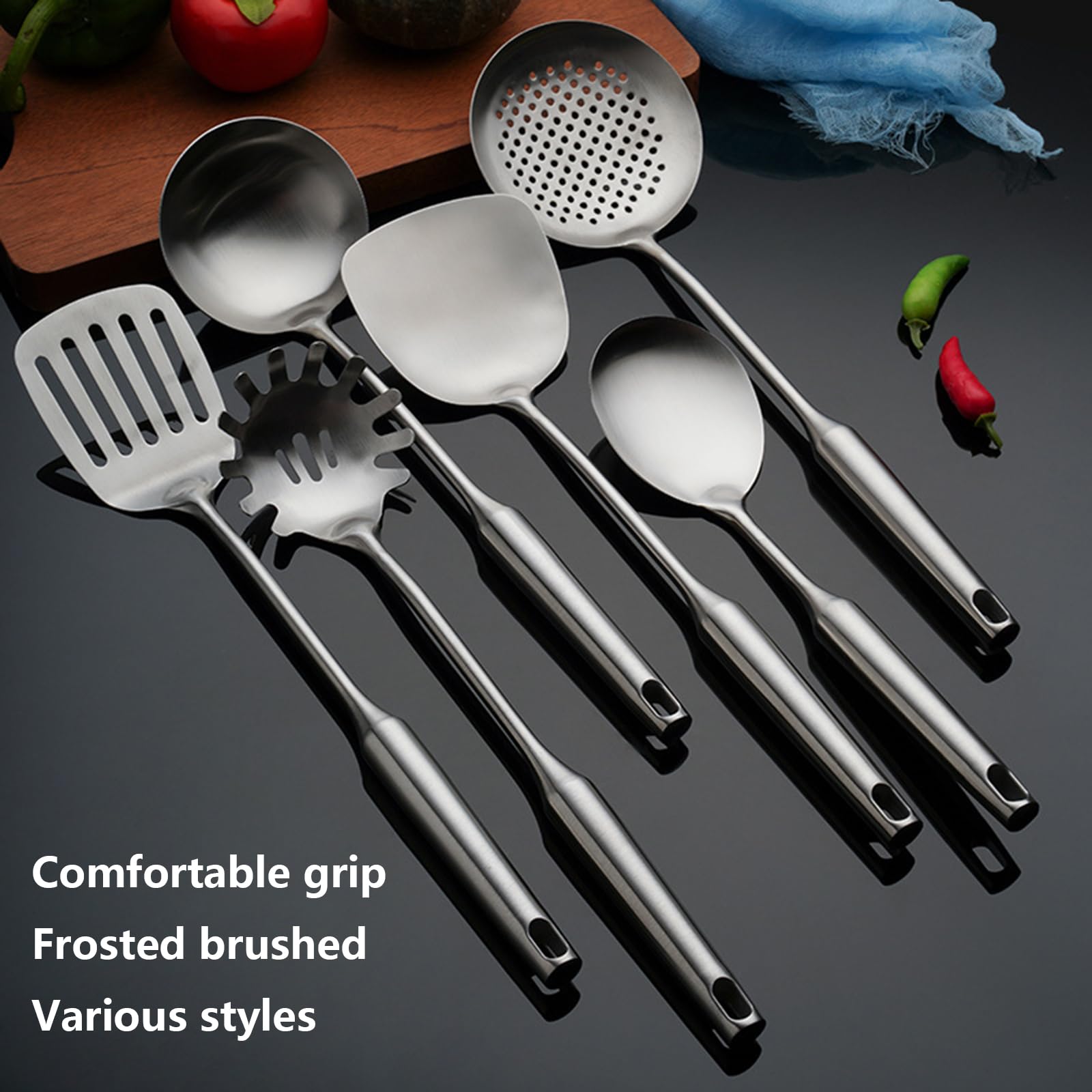 Generisch Küchen Kochutensilien Set Edelstahl 304 mit Utensilienhalter, hitzebeständig und spülmaschinenfest, ideal für die Zubereitung und Aufbewahrung von Kochbesteck