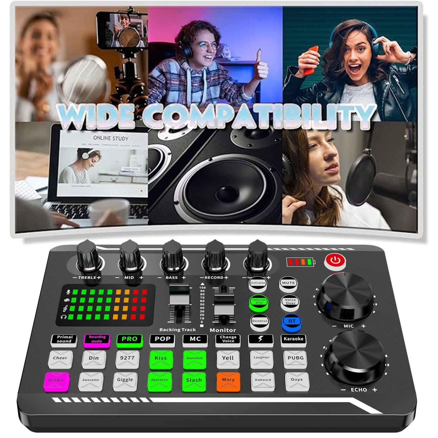 Set di microfoni per podcast, microfono a condensatore BM-800 con kit scheda audio live F998, set di apparecchiature per podcast con funzioni di cambio vocale e mixer, per registrazione e trasmissione