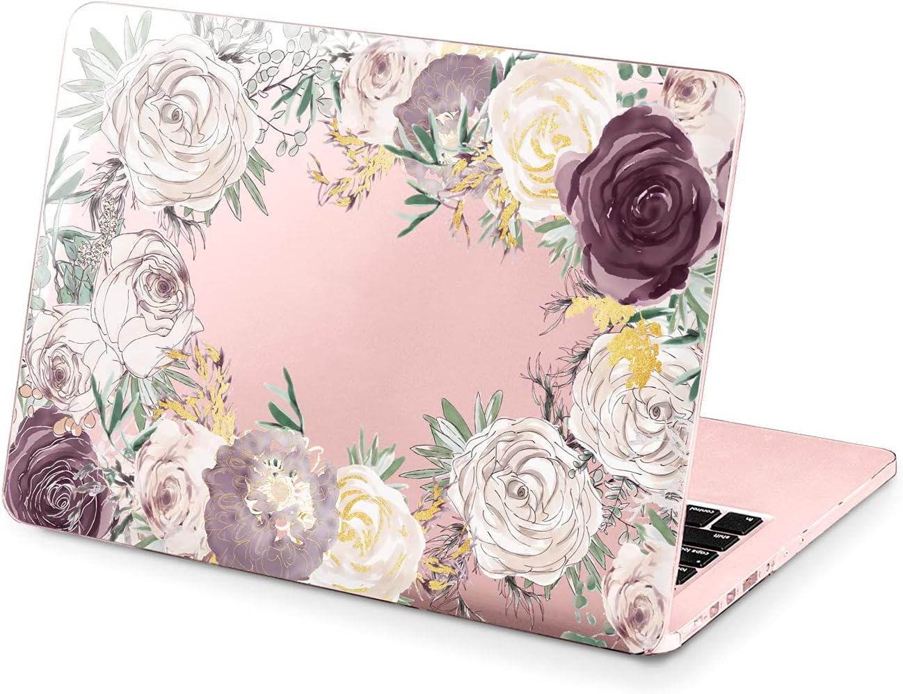 Hard Case Compatible for MacBook Pro 16 14 M3 M2 2023 M1 Pro 13 2022 Air 13 2021 Retina 2020 Mac 11 12 Floral Bouquet Rose Flowers Cover Pastel Design White Purple Laptop Print Protective