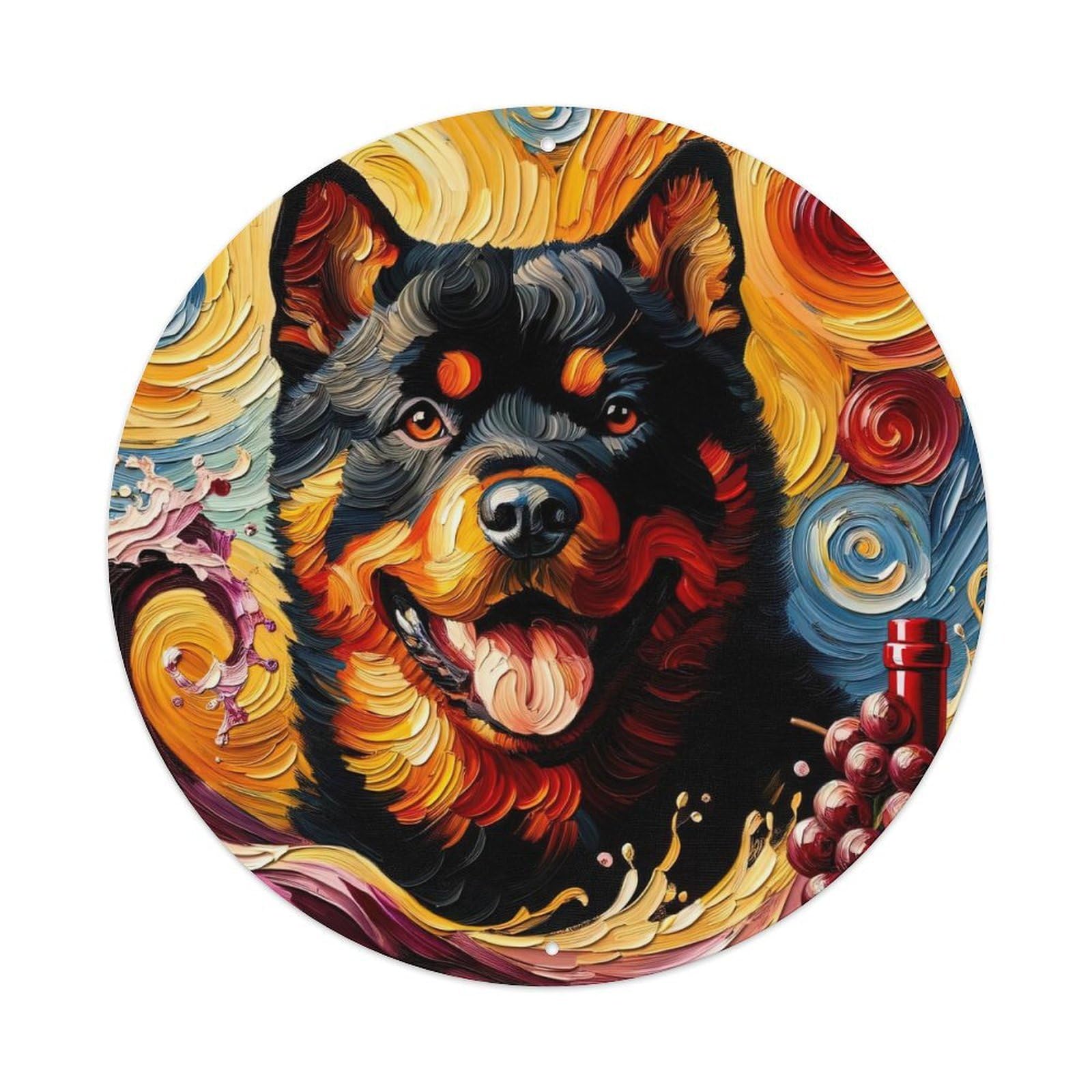 Animal Art Oil Painting Style Rottweiler Metal Tin Sign