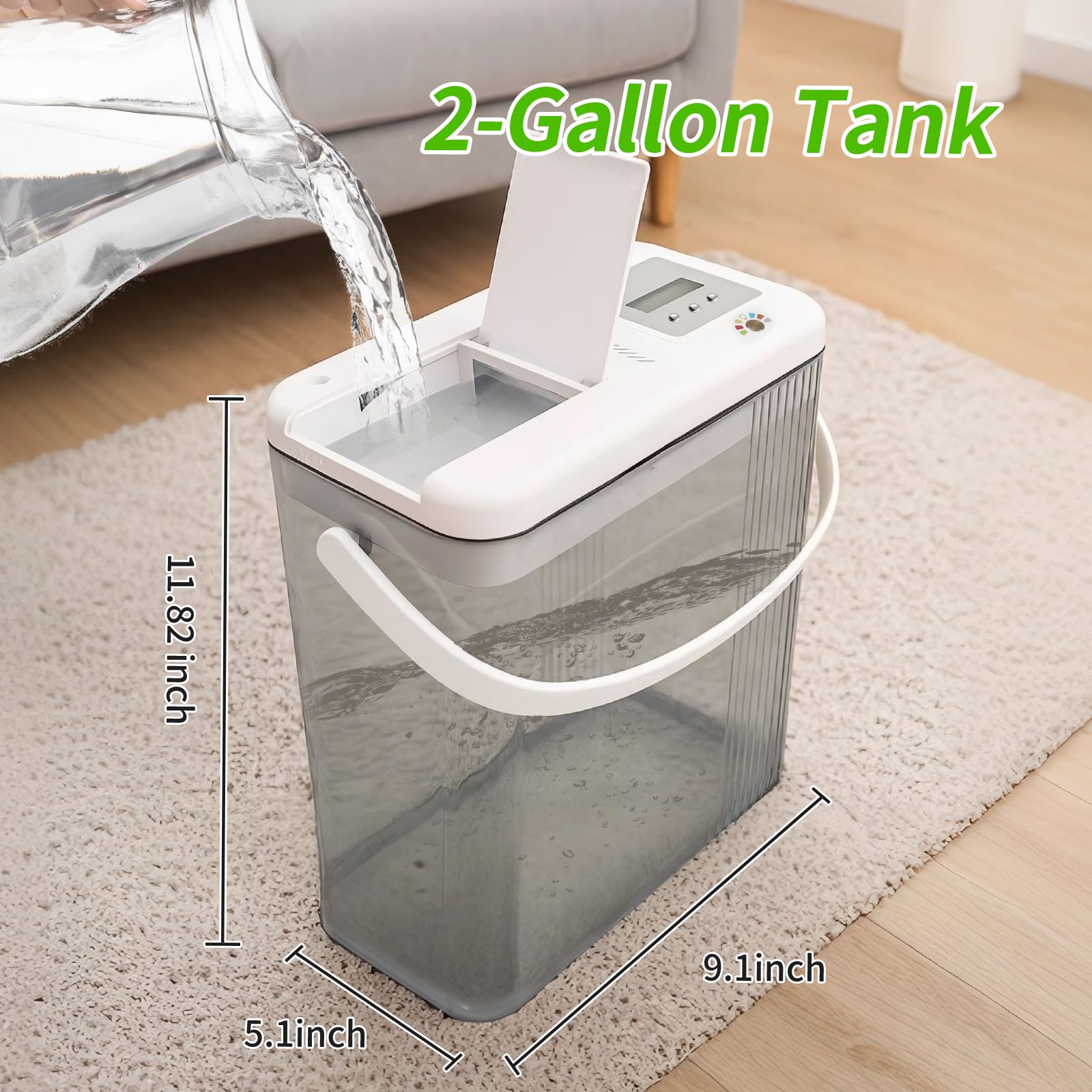 Sistema de riego por goteo para interiores con tanque de agua de 2 galones, luz nocturna táctil y temporizador programable, kit de riego automático para 10 plantas en maceta
