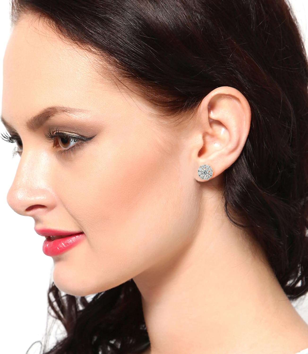 Vanbelle 18K Gold Plated Jewelry - Trendy Round Stud Earring with Cubic Zirconia Stones - Beautifully Designed Handcrafted Lightweight Elegant Classic Desig for Women