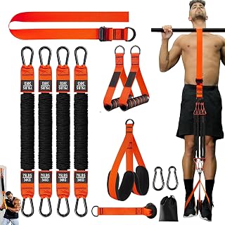 Pull Up Assistance Bands 75–300lbs, Heavy-Duty Resistance Bands with Handles, Adjustable Workout Strap with Comfortable Fabric Foot and Knee Support, Home Gym Strength Training Equipment