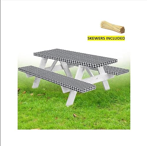 Miniatura 8 de Funda de mesa de picnic de alta calidad con fundas de banco, fundas de vinilo ajustables para mesa de picnic con accesorios elásticos de campamento