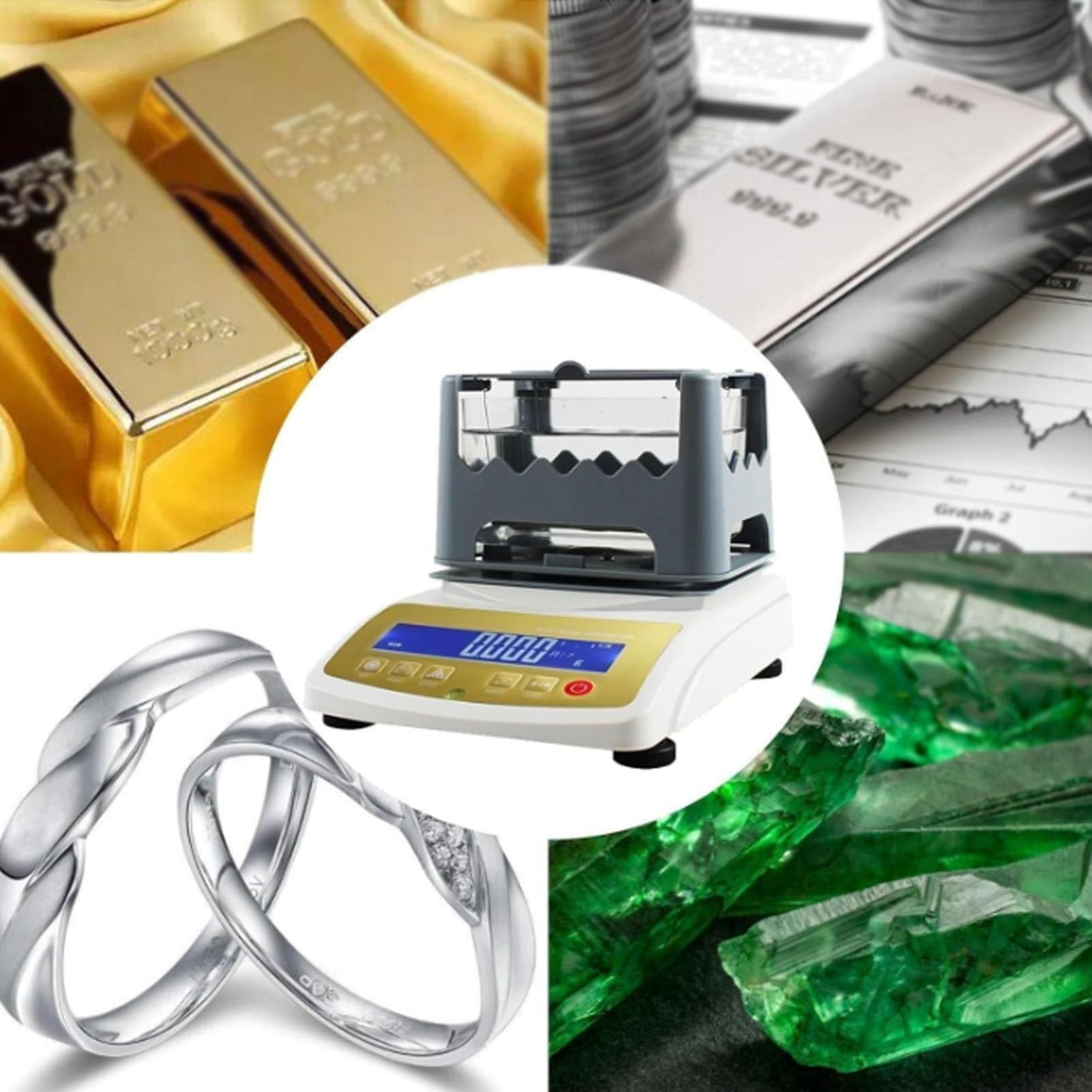 Goldreinheits-Analysegerät, digitales elektronisches Goldreinheits-Testgerät, Goldreinheitsgehalt-Detektor, Golddichtemessgerät, Reinheitsdichtemessgerät, Echtheitsprüfgerät für Edelmetalle MDJ300K