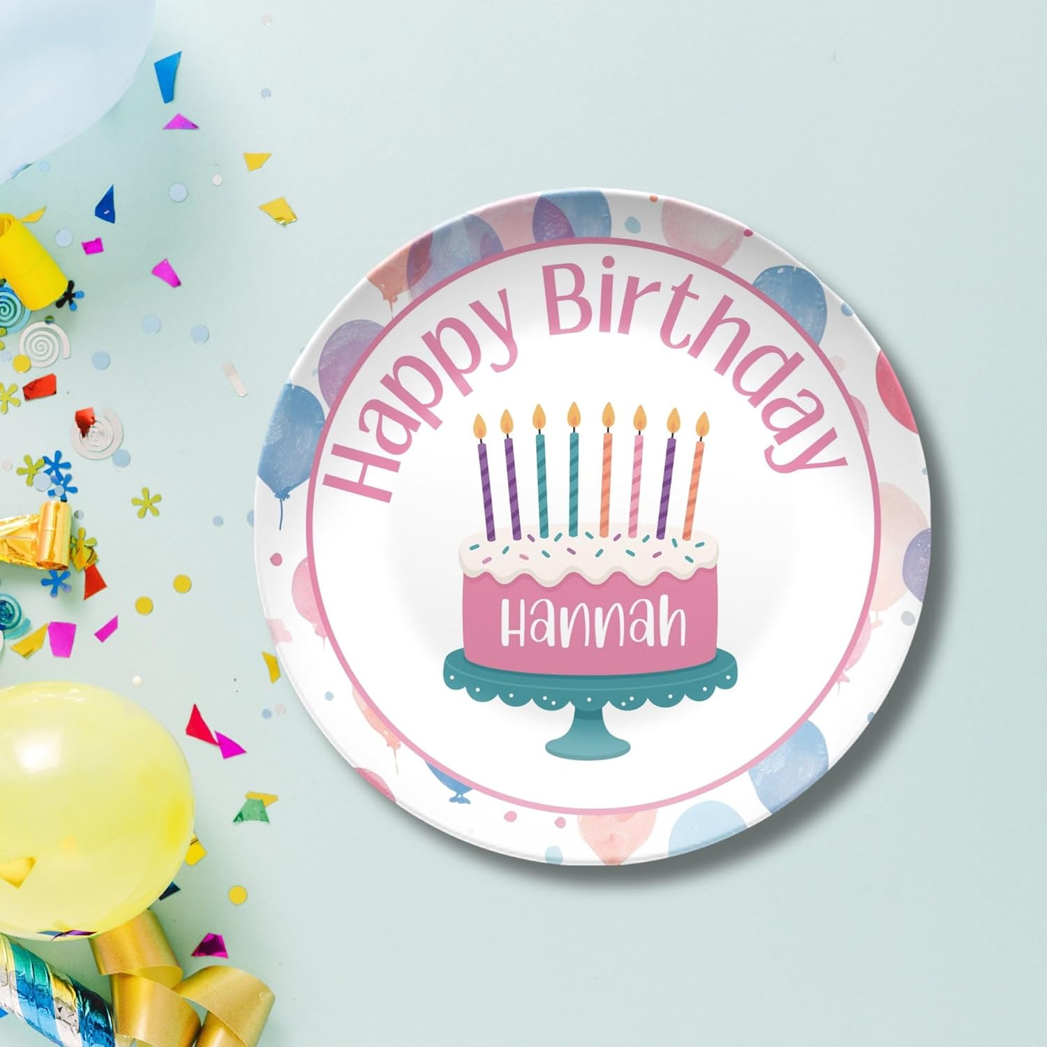 Personalized Birthday Plate, Happy Birthday Name Cake Plate for Girl
