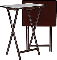 Vista 46 de PJ Wood Mesa rectangular plegable portátil para servir aperitivos, construcción de madera maciza con acabado natural (juego de 4 piezas)