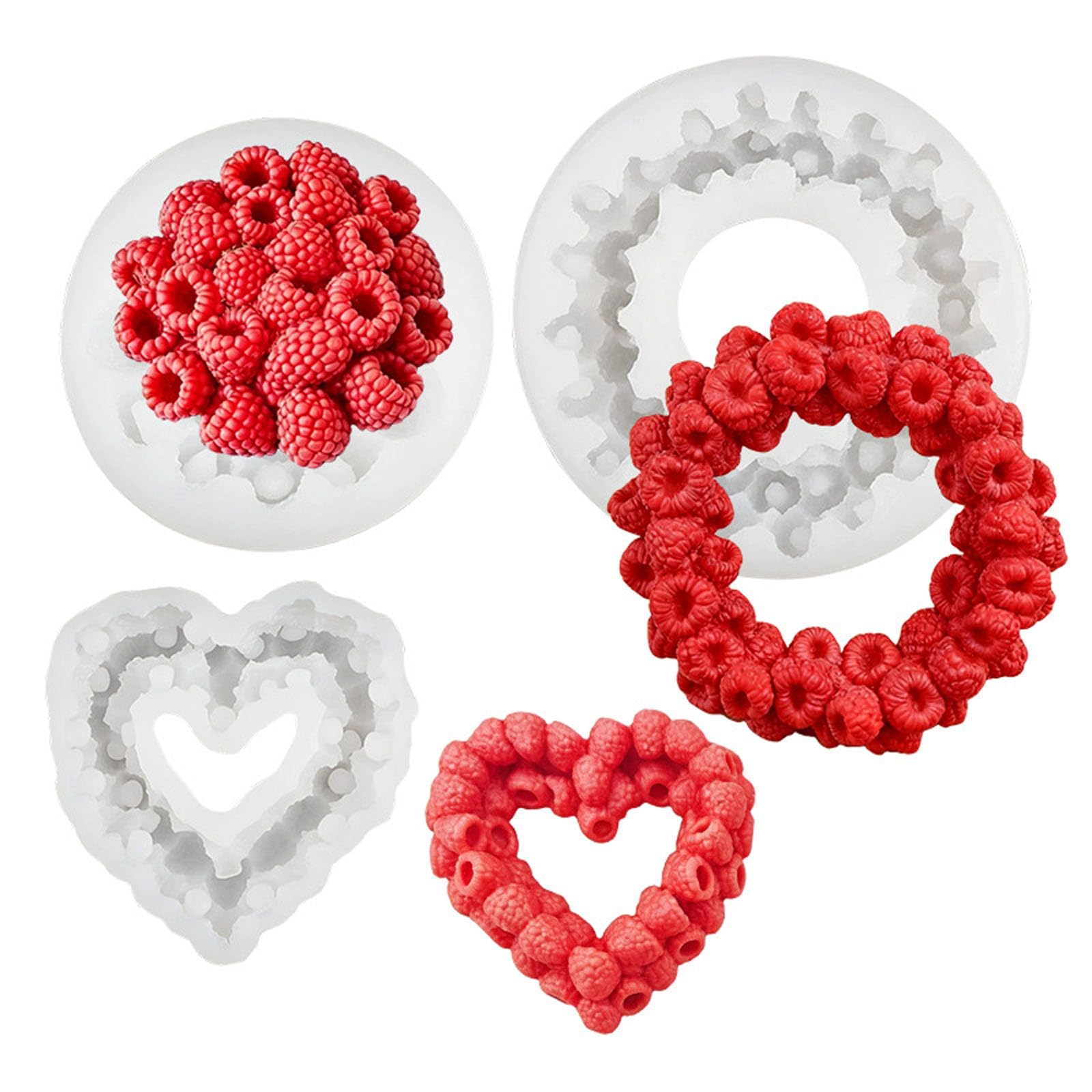 Moule en Silicone en forme de cœur de framboise, pour la décoration de gâteaux, la fabrication de chocolat et l ' artisanat alimentaire, outil de cuisson Flexible, moule à bonbons fait à la main