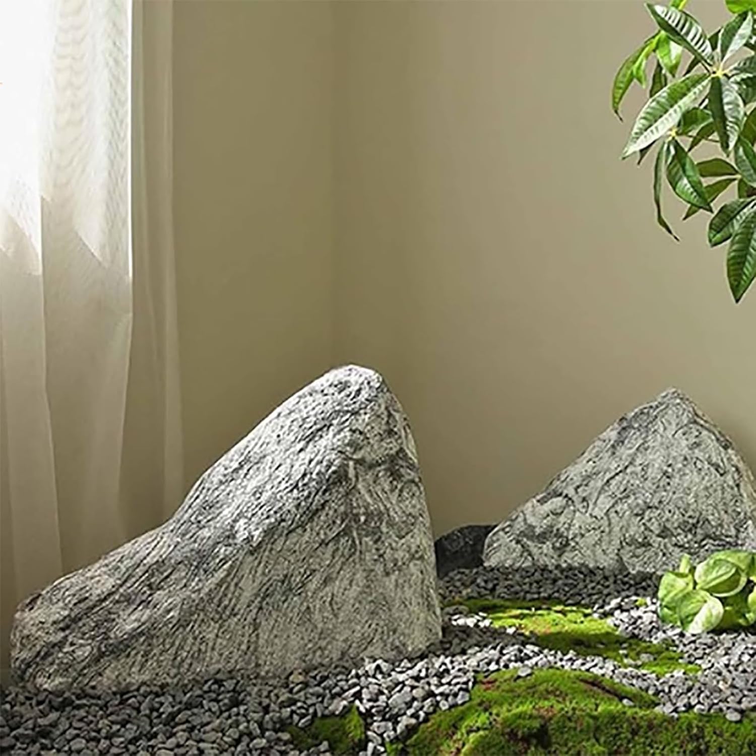 Fake rock, Non Hollow Fiberglass Stone, Realistic Texture, Lightweight Artificial Fake Rocks,for Aquarium Décor, Garden Photography, Pool Landscapes(19.7x5.1x14.6in)
