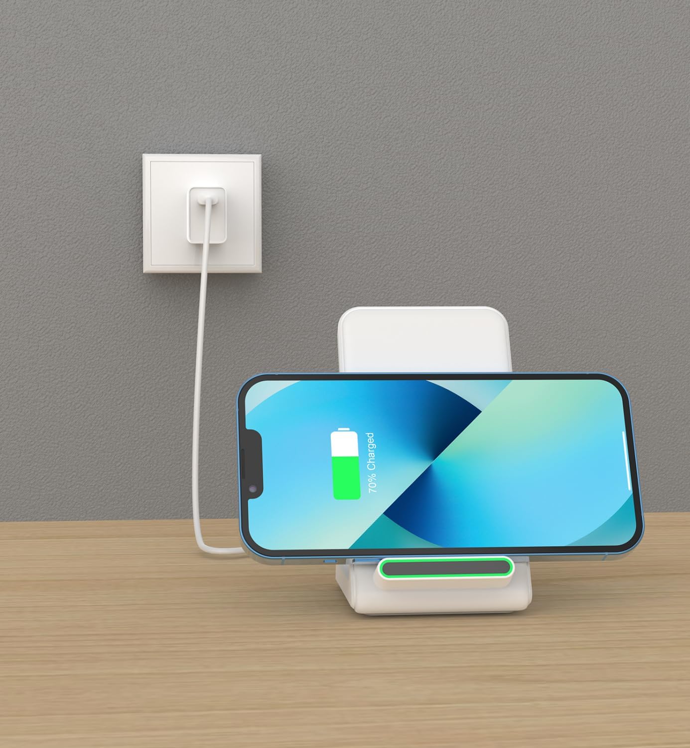 Fast Wireless Charger (Stand), 15W Fast Charging Stand with Adapter for Samsung Galaxy S25/S25+/S25 Ultra/S24/S23/S22/S21, for iPhone 17/16/15/14/13/12/11/XR, for Pixel 9/8/7, and More. (White)