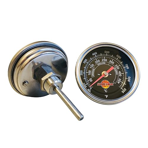Termómetro para parrilla de barbacoa de cara negra, 50F-900F, rango de alta temperatura, resistente calidad premium, termo para ahumador de 2