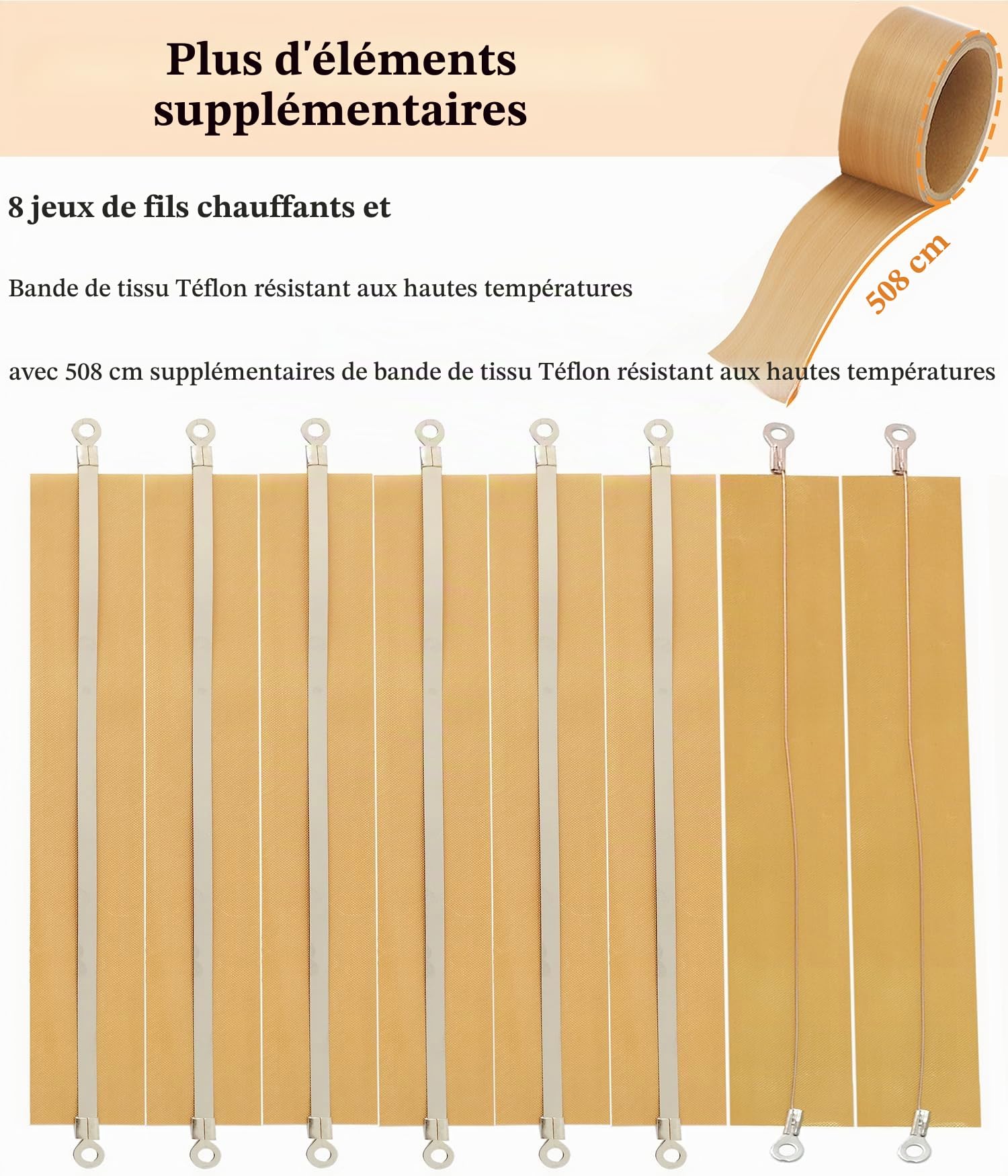 Thermoscelleuse Machine 200mm Scelleuse de Sacs en Plastique PP PE, Scelleuse à Impulsions, Largeur de joint de 5mm, 220V Impulse Bag Heat Sealer,8 Pièces Supplémentaires,Chiffon de remplacement de 5m