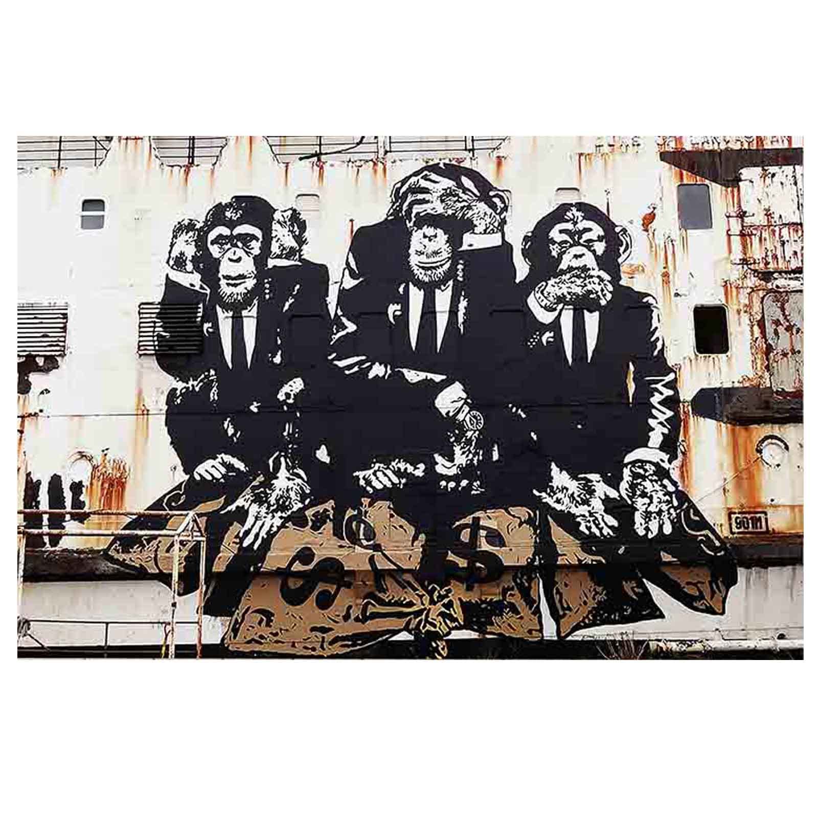 3 バンクシー 丘の上 60×80 Amazon.com: Canvas Oil Paintings Banksy《3 Wise Monkeys》Wall Art