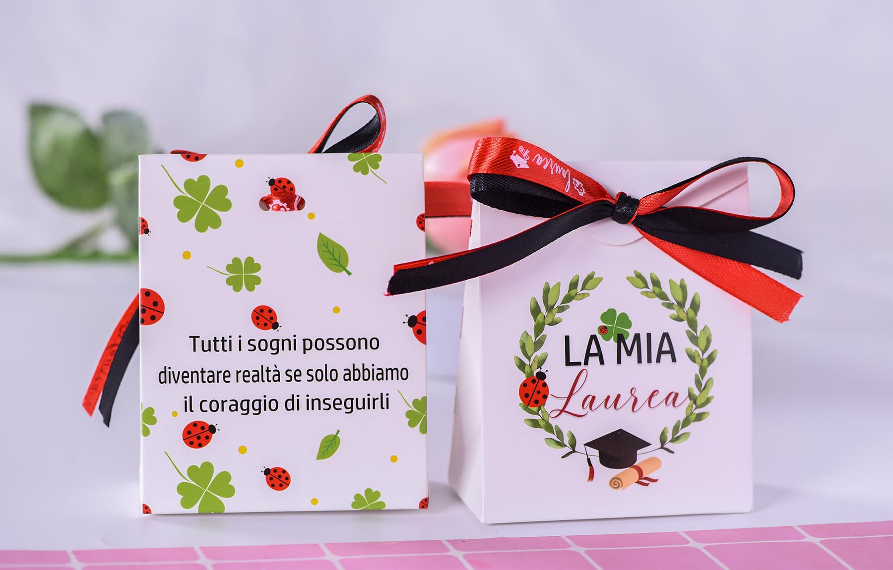 Scatoline portaconfetti Laurea Lino Rosso