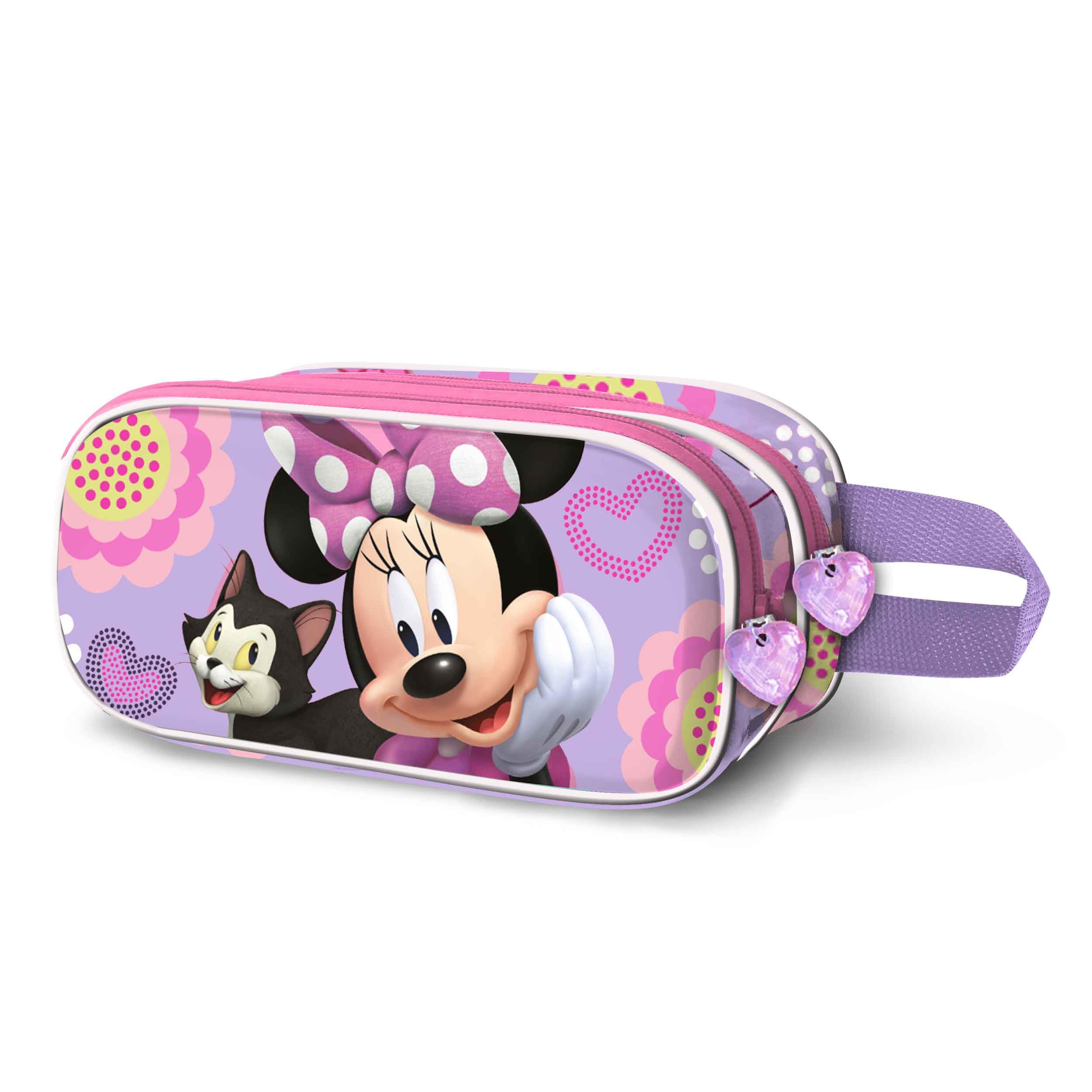 Disney Minnie Mouse Cat-3D Double Pencil Case, Lilac, 22 x 10 cm