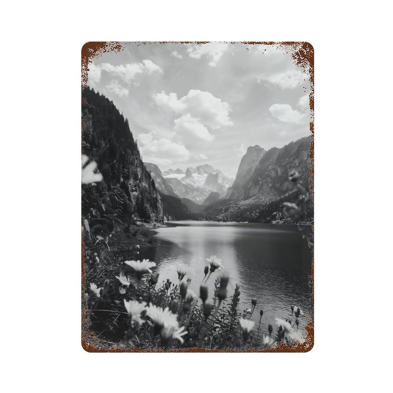 xiaoxiaoshen Austria Lake And Mountains Photo. Wall Decor Art Metal Tin Poster Modern Home Decor Art Home Bar Shop Decorations Vintage Sign 40x30cm