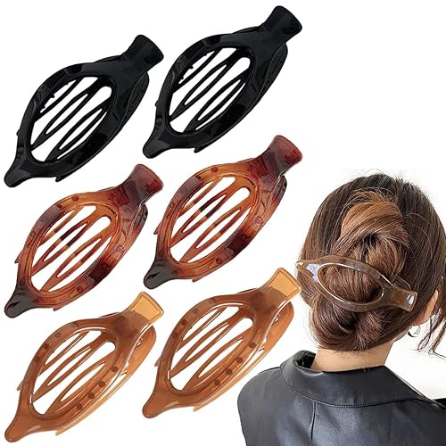 Paquete de 6 pinzas para el cabello francesas grandes de acrílico para el cabello, pinzas para el cabello planas deslizantes laterales, pinza