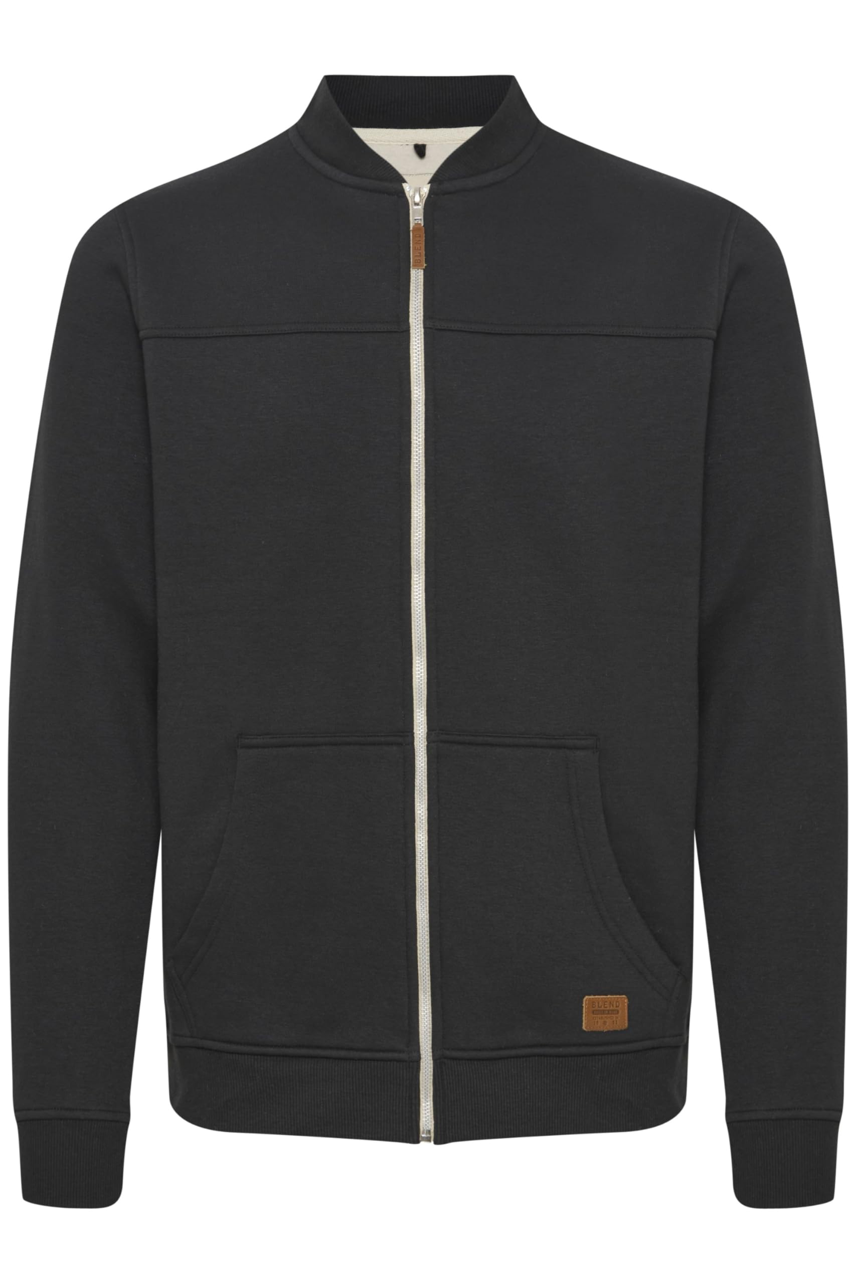 Blend BHArco Herren Sweatjacke Collegejacke Cardigan mit kurzem Stehkragen Reißverschluss Kängurutasche Baumwollmischung Regular fit