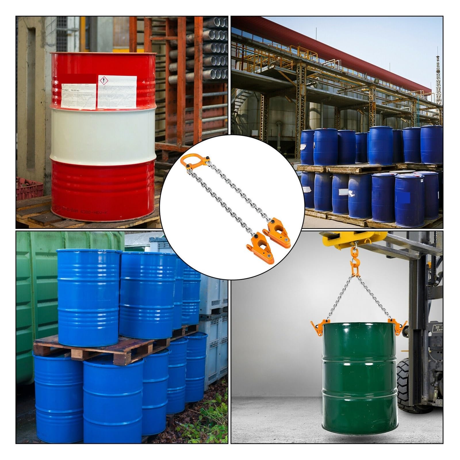 Imbracatura a catena, 907,2 kg, dispositivo di sollevamento con catena di sollevamento G80 in lega di acciaio per sollevamento fusti