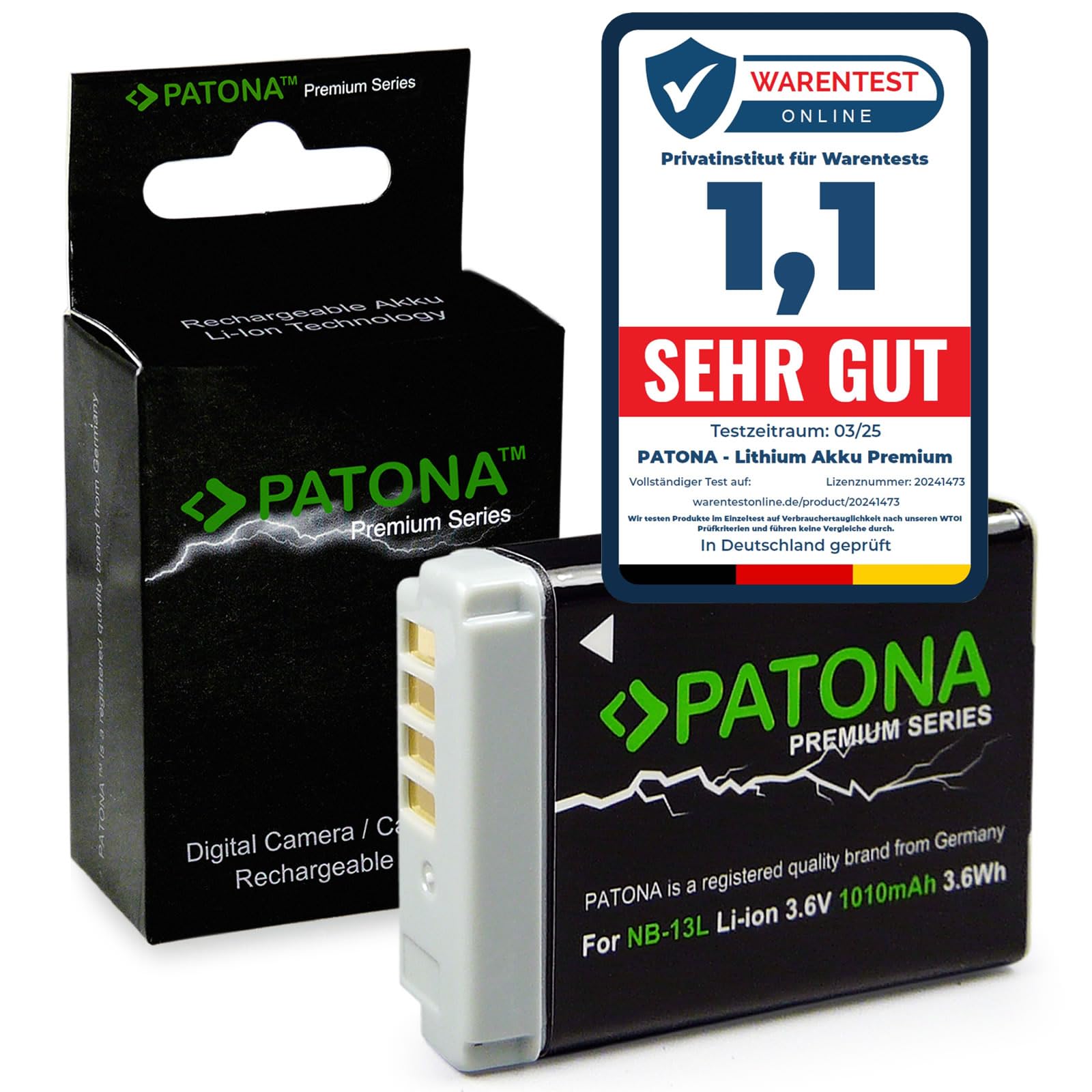 PATONA NB-13L Batteria di ricambio 1010mAh / 3,6V / 3,6Wh compatibile con Canon NB13L PowerShot SX620 SX720 SX730 SX740 G1X Mark II G5X G7X G9X LEGRIA VIXIA mini X