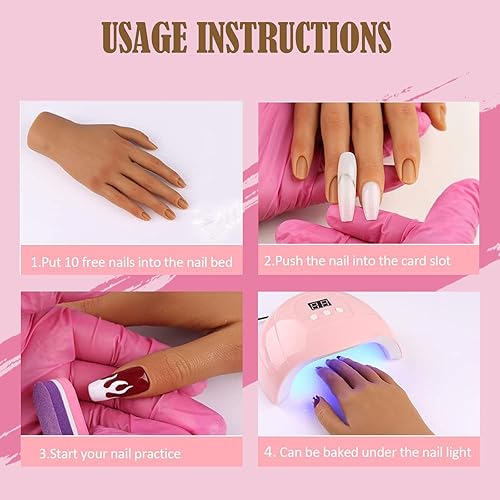 Miniatura 4 de Mano de práctica de silicona para uñas acrílicas, práctica de mano de uñas de silicona, mano de uñas de silicona para espectáculos, mano de