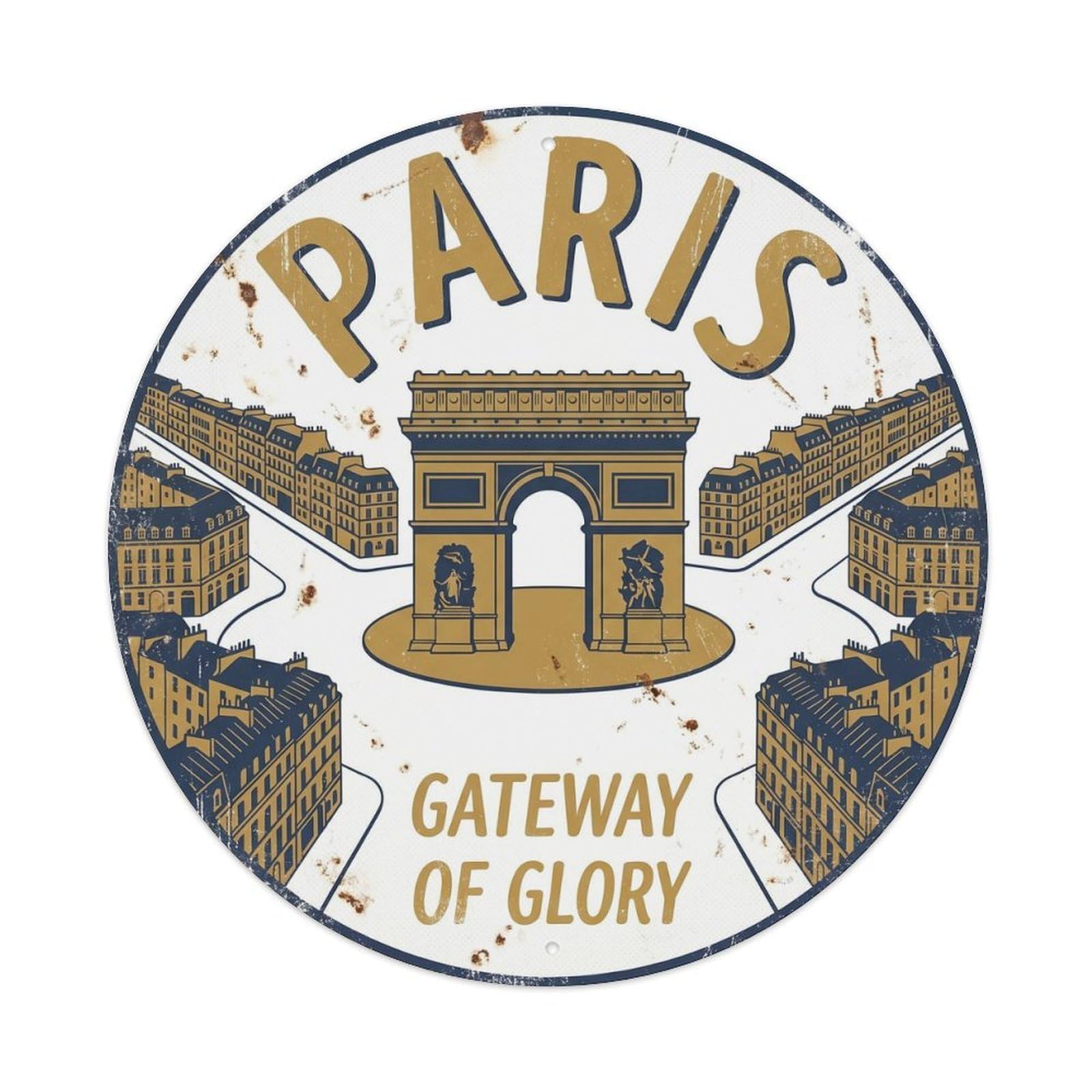 Fqnyr Style Vintage Travel Arc Triomphe Paris Metal Tin Sign