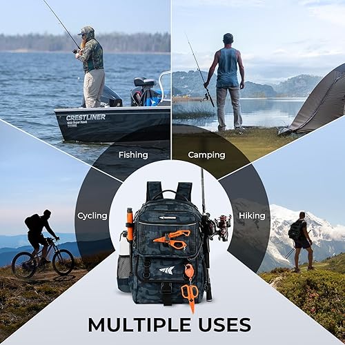 Miniatura 9 de KastKing BaitSpace - Mochila para aparejos de pesca de 50 litros con carpeta de cebo extraíble y 4 cajas de aparejos, soportes para cañas de