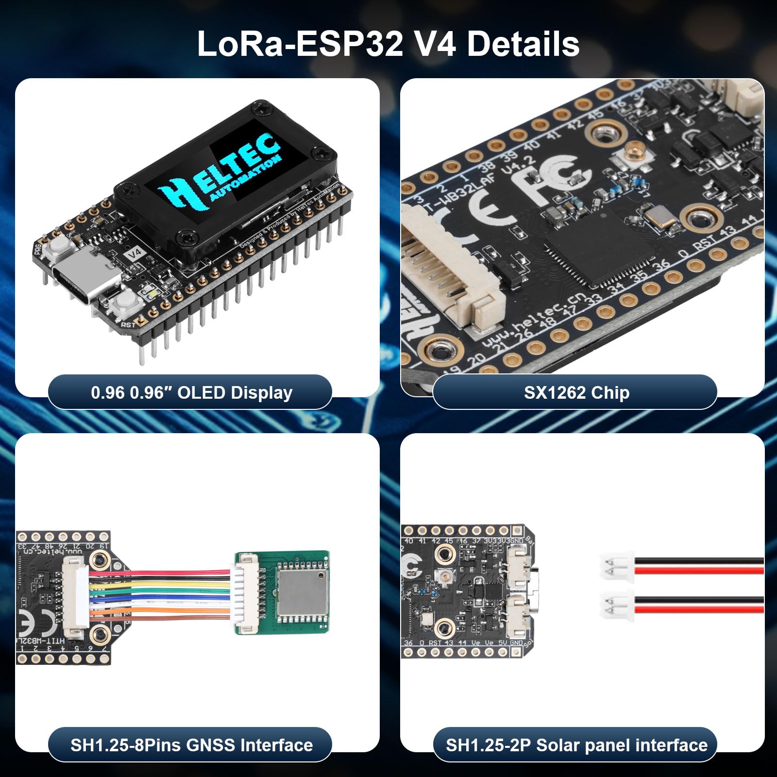 Binghe LoRa ESP32 V4 Board con Meshtastic LoRa ESP32 V4 WiFi Bluetooth Board con GPS e 868MHz Antenne 0.96″ OLED Display 1262 Chip ESP32-S3R2 MCU 16M Flash Compatibile con Arduino IoT Meshtastic