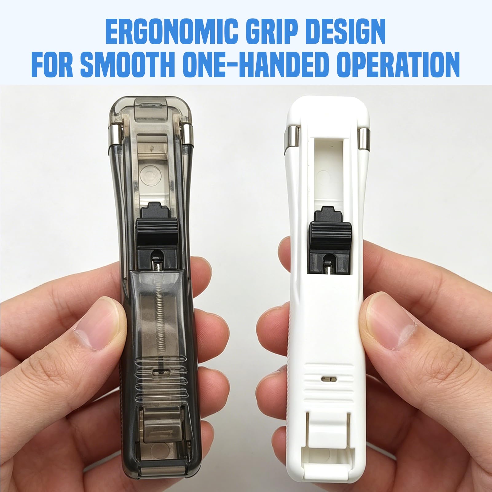 2 Stück Reusable Creative Stapler, Klammerloses Hefter, Tacker Ohne Klammern Mini Push Heftgerät Set mit 100 Wiederverwendbare Heftklammern, Push Clamp Stapler Holder für Zuhause Schule Büro