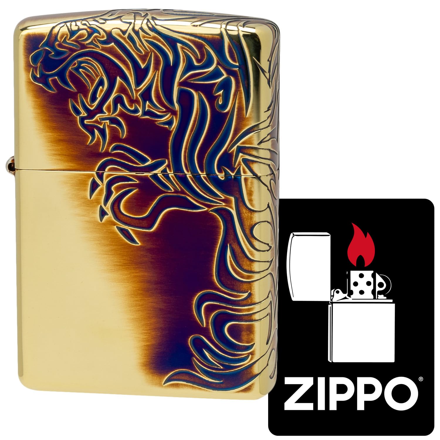 Amazon.co.jp: ジッポー(Zippo) ライター 防風 真鍮製 3面加工 虎 特製 