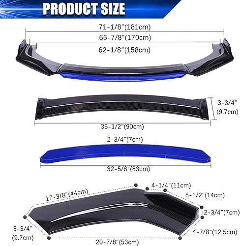 Vista 31 de Kit universal de 4 piezas para parachoques delantero, alerón de labio divisor de parachoques delantero, kit de cuerpo divisor de labio compatible